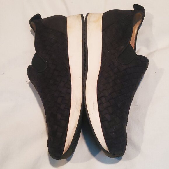 M.GEMI size 37.5  black leather woven slip on sneakers - Picture 2 of 6